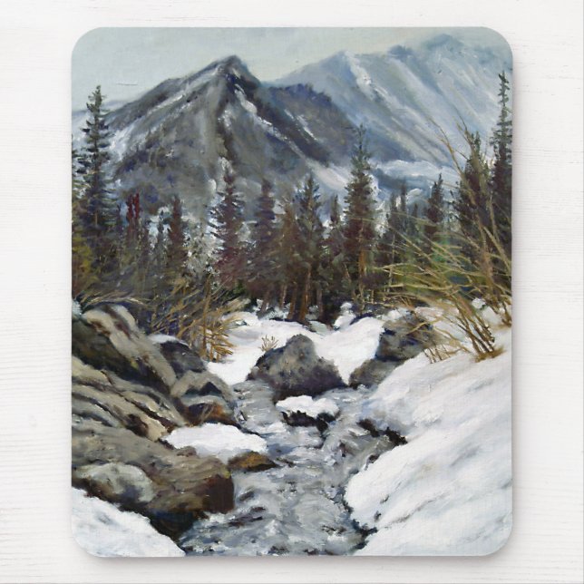 Beautiful Estes Park Colorado Winter Stream Mouse  Pad (Front)