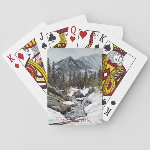 Beautiful Estes Park Colorado Winter Stream Playing Cards