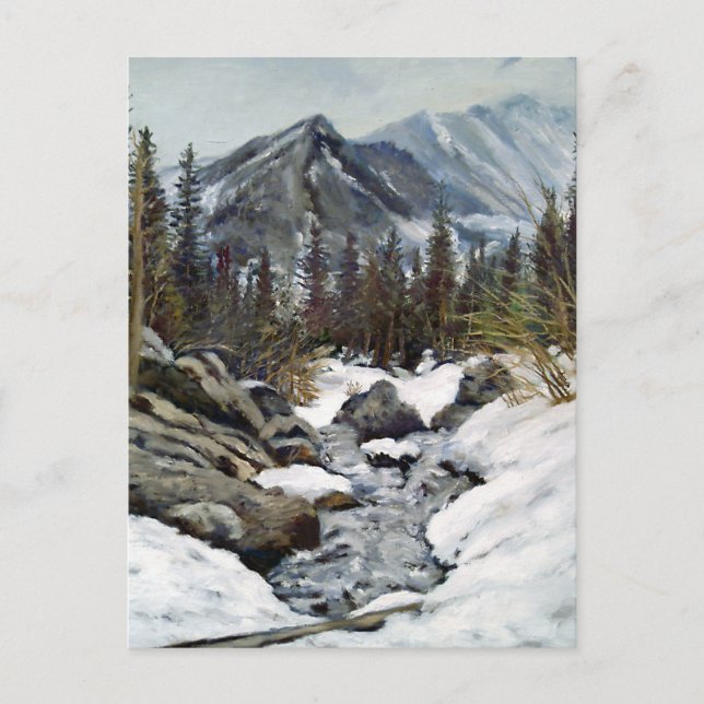 Beautiful Estes Park Colorado Winter Stream Postcard (Front)
