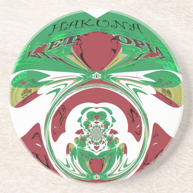 Beautiful Ethiopia Lovely Hakuna Matata I love Hea Drink Coaster (Front)