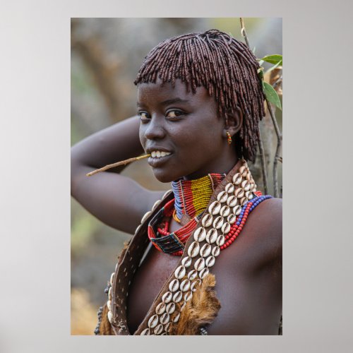 Beautiful Ethiopian woman from Omo Valley Poster
