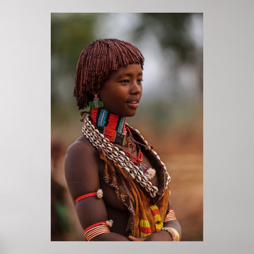 Beautiful Ethiopian woman from Omo Valley Poster