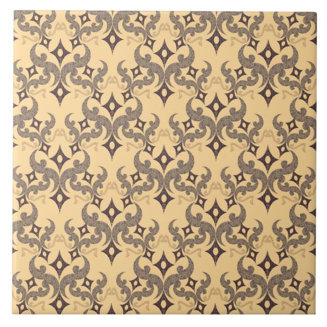 Beautiful ethnic Damascus pattern pointillism Ceramic Tile (Front)