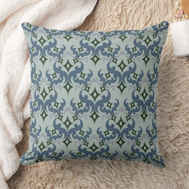 Beautiful ethnic Damascus pattern pointillism Throw Pillow (Blanket)