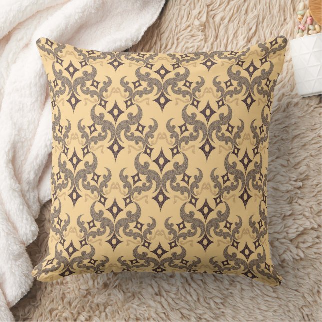 Beautiful ethnic Damascus pattern pointillism Throw Pillow (Blanket)