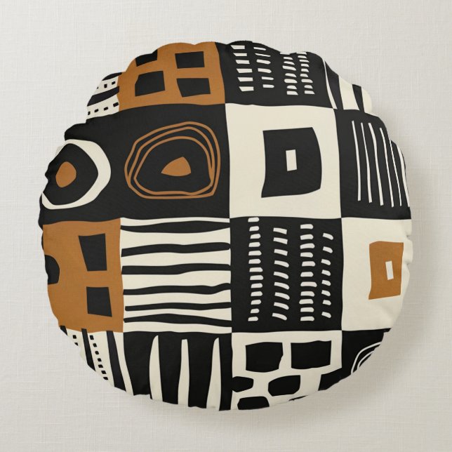 Beautiful Ethnic Mud Cloth African Print  Round Pillow (Front)
