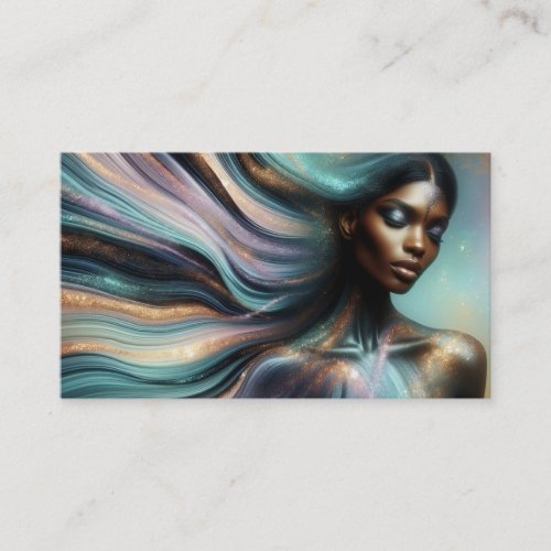 Beautiful Ethnic Woman with Long Surreal Hair Business Card