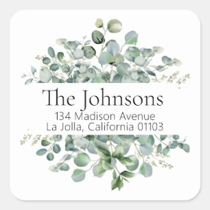 Beautiful Eucalyptus Square Return Address Label