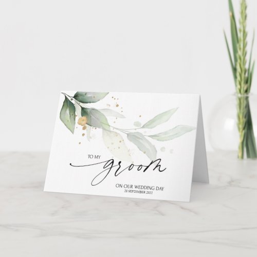 Beautiful Eucalyptus To My Groom Wedding Day Card