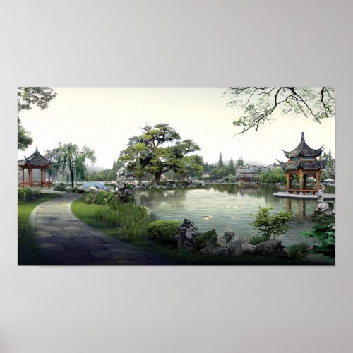 Beautiful Exotic Asian Landscape Design Poster