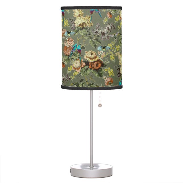Beautiful exotic bird, Swamp Green background   Table Lamp (Left)