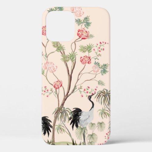 Beautiful exotic chinoiserie wallpaper Hand drawn iPhone 12 Case