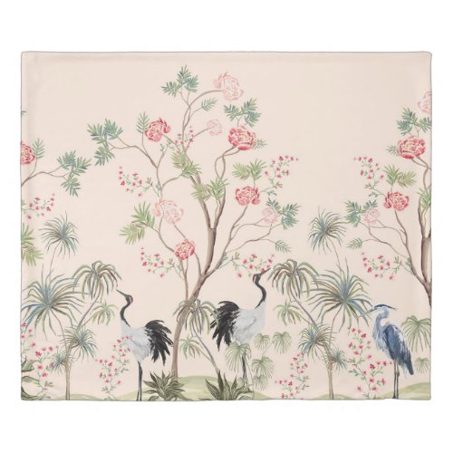 Beautiful exotic chinoiserie wallpaper Hand drawn Duvet Cover