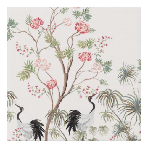 Beautiful exotic chinoiserie wallpaper Hand drawn Faux Canvas Print