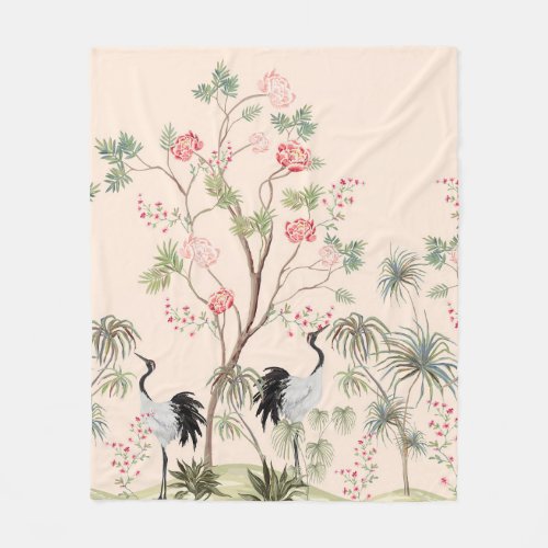 Beautiful exotic chinoiserie wallpaper Hand drawn Fleece Blanket