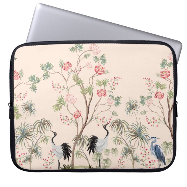 Beautiful exotic chinoiserie wallpaper. Hand drawn Laptop Sleeve (Front)