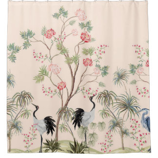 Beautiful exotic chinoiserie wallpaper. Hand drawn Shower Curtain