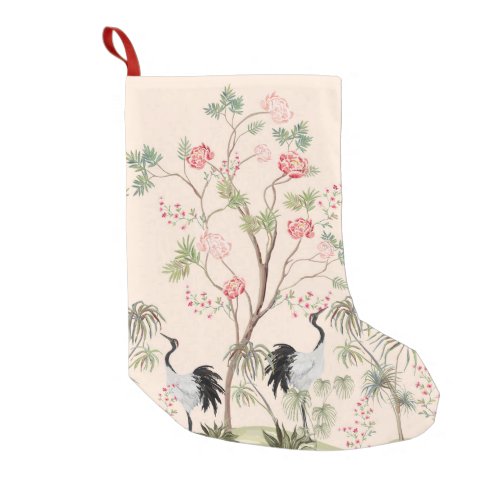 Beautiful exotic chinoiserie wallpaper Hand drawn Small Christmas Stocking