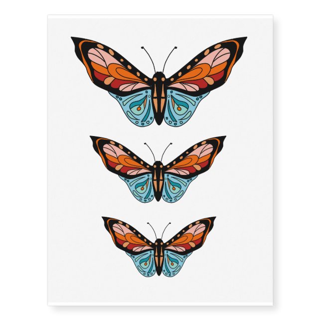 Beautiful exotic colorful butterfly body art temporary tattoos (Front)