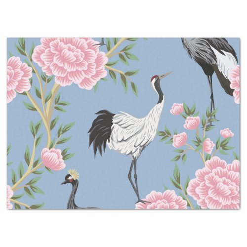 Beautiful exotic floral and bird chinoiserie tissue paper