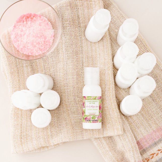 Beautiful exotic hibiscus floral custom name hand lotion (Laydown)