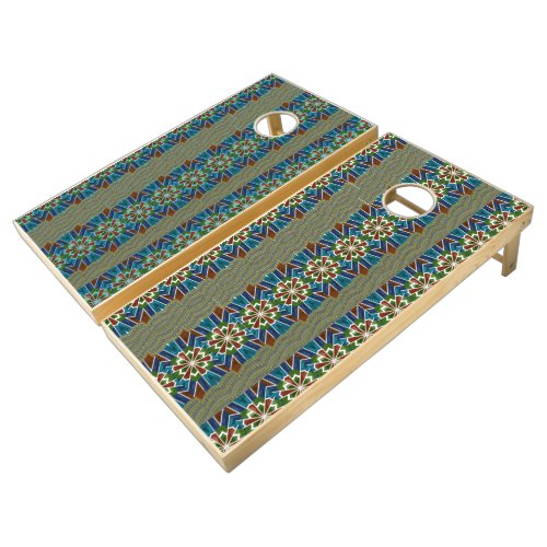 Beautiful Exquisite Asian Ajrak Sindhi Design Art Cornhole Set