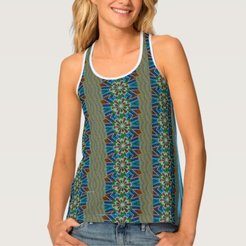 Beautiful Exquisite Asian Ajrak Sindhi Design Art Tank Top