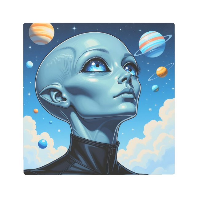Beautiful Extraterrestrial Alien Being Metal Print (Front)