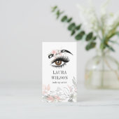 Beautiful Eye Blush Pink Watercolor Flowers Business Card (Standing Front)