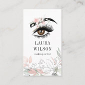 Beautiful Eye Blush Pink Watercolor Flowers Business Card (Front)