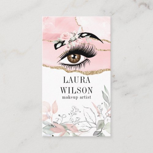 Beautiful Eye Blush Pink Watercolor Flowers Business Card