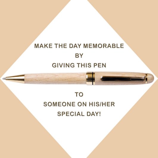 Beautiful Eye-Catching Maple Wood Ballpoint Pen (Front)