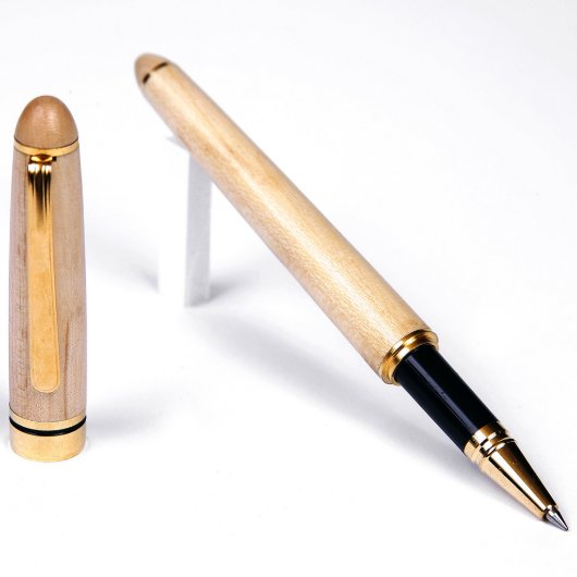 Beautiful Eye-Catching Maple Wood Rollerball Pen (Front)
