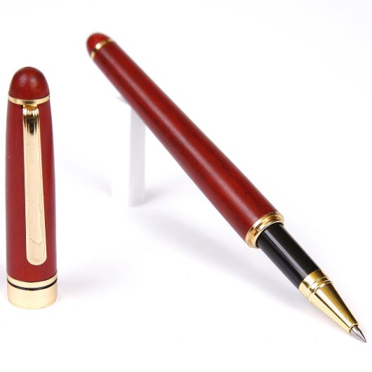 Beautiful Eye-Catching Rose Wood Rollerball Pen (Front)