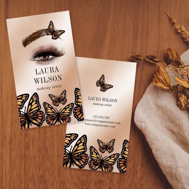 Beautiful Eye Monarch Butterfly lashes makeup Business Card