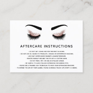Beautiful Eye Rose Gold glitter lashes Aftercare Referral Card