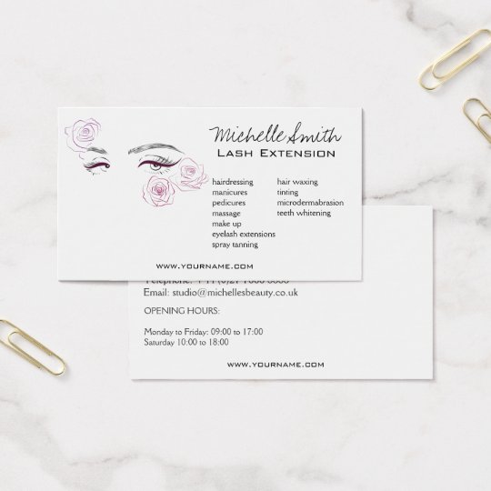Beautiful Eyes Long Lashes Roses Lash Extension Business Card Beautiful Eyes Long Lashes Roses Lash Extension Business Card
