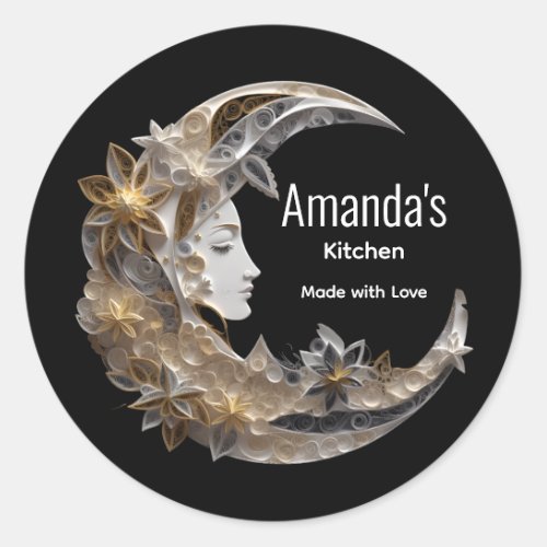 Beautiful Face in the Moon Kitchen Classic Round Sticker