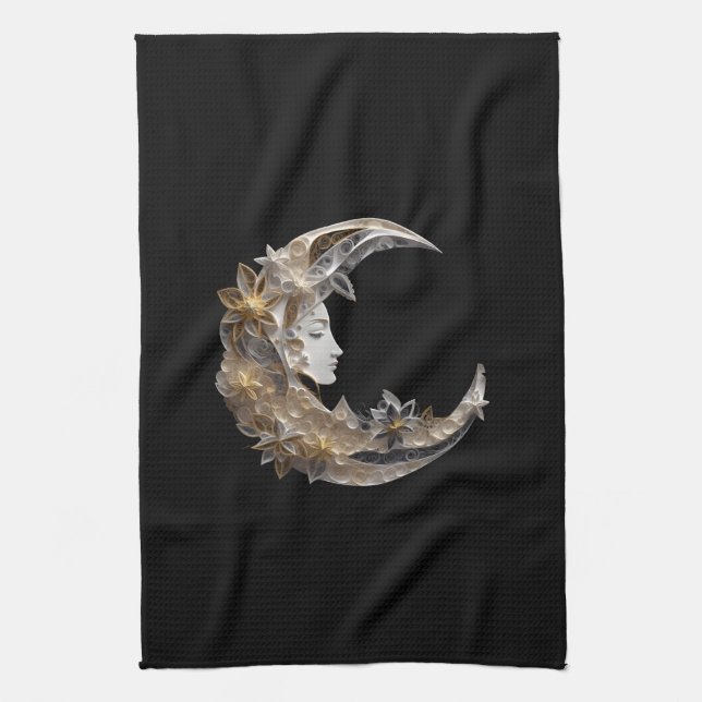 Beautiful Face in the Moon Kitchen Towel (Vertical)