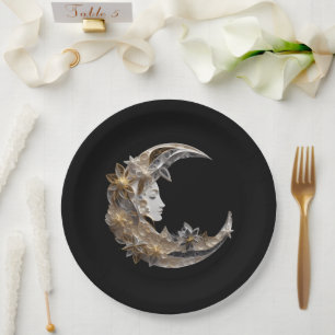 Beautiful Face in the Moon Paper Plates
