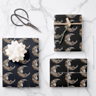 Beautiful Face in the Moon Pattern Wrapping Paper Sheets