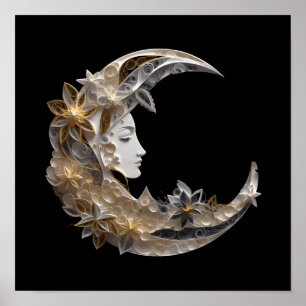 Beautiful Face in the Moon Poster