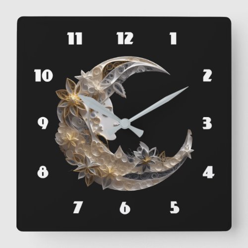 Beautiful Face in the Moon Square Wall Clock