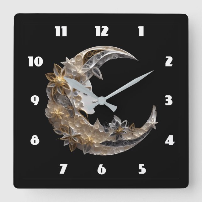 Beautiful Face in the Moon Square Wall Clock (Front)
