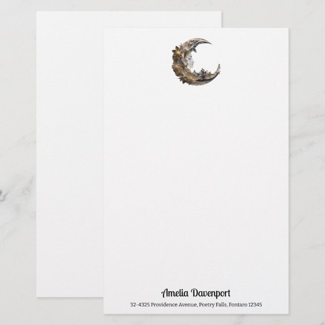 Beautiful Face in the Moon Stationery (Front/Back)