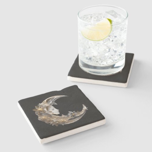 Beautiful Face in the Moon Stone Coaster