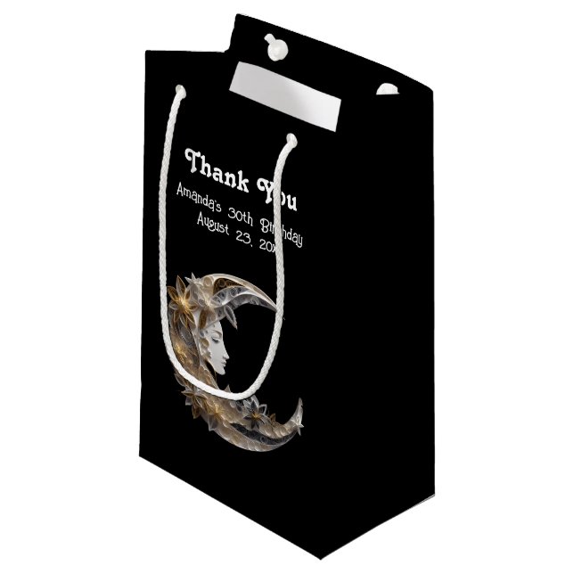 Beautiful Face in the Moon Thank You Small Gift Bag (Front Angled)