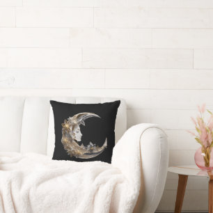Beautiful Face in the Moon Throw Pillow
