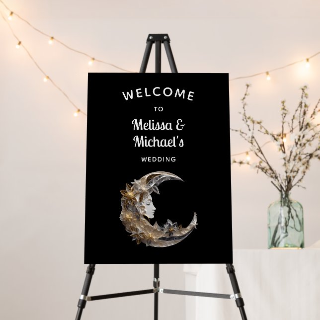 Beautiful Face in the Moon Wedding Welcome Foam Board (In Situ (Stand))