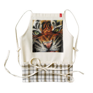 Beautiful face of big cat. zazzle HEART apron